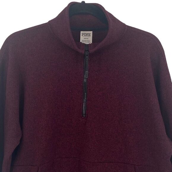 Pink‎ Victoria’s Secret 1/4 Zip Pullover Fleece Jacket Burgundy Medium - Picture 3 of 10